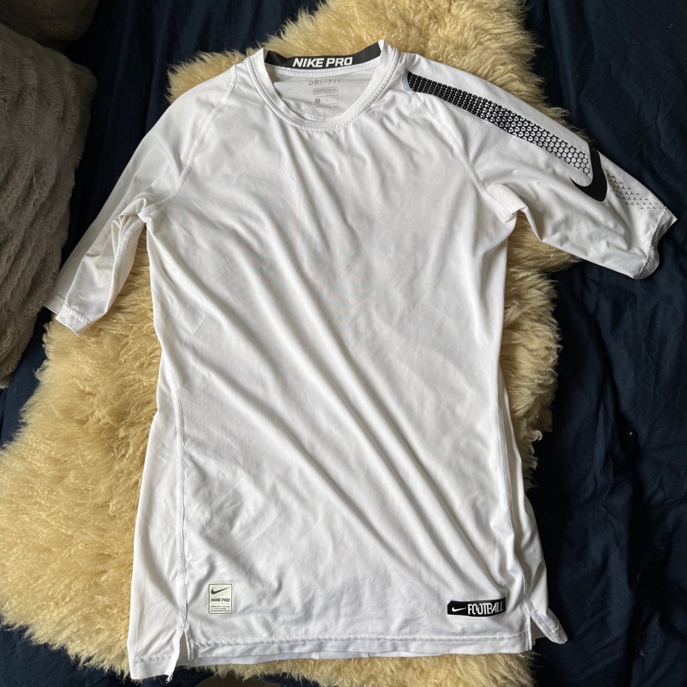 Nike Pro White Football Short Sleeve Men's Tee